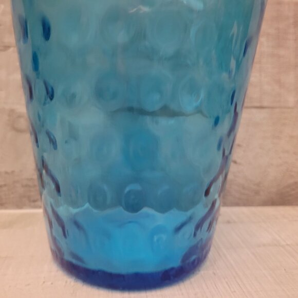 Textured Blue Glass Vase 10" Tall With Bubble Pattern - Handcrafted - Picture 8 of 8